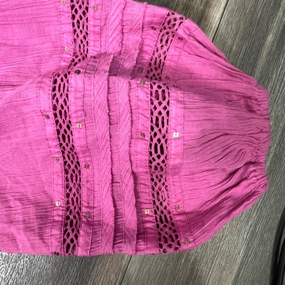 Free‎ People Button Up Pink Top- Cute Sleeves- XS - Picture 8 of 14